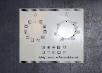 Balay 3HB4331X0 compatible oven fascia sticker set. (image for) Balay 3HB4331X0 compatible oven fascia sticker set.