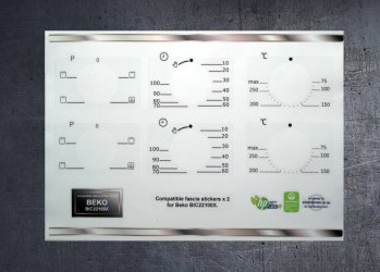 Beko BIC22100X compatible fascia sticker set x2. (image for) Beko BIC22100X compatible fascia sticker set x2.