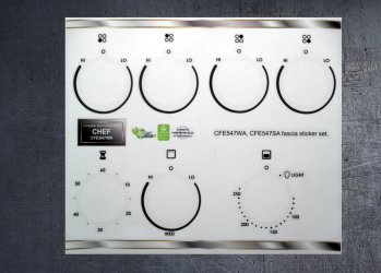 CHEF CFE547WA, CFE547SA compatible cooker fascia sticker set. (image for) CHEF CFE547WA, CFE547SA compatible cooker fascia sticker set.