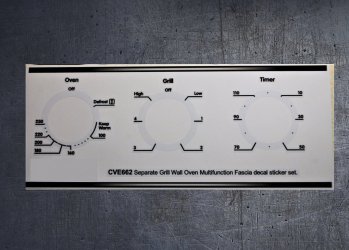 Chef CVE662 compatible fascia decal sticker set. (image for) Chef CVE662 compatible fascia decal sticker set.