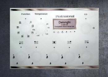 Delonghi D906GII compatible fascia sticker set. (image for) Delonghi D906GII compatible fascia sticker set.