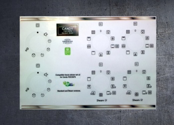 Candy FIDCX676 Compatible fascia sticker set x2, standard and steam variants. (image for) Candy FIDCX676 Compatible fascia sticker set x2, standard and steam variants.