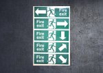 Set of 5 Fire Exit running man stickers. (image for) Set of 5 Fire Exit running man stickers.