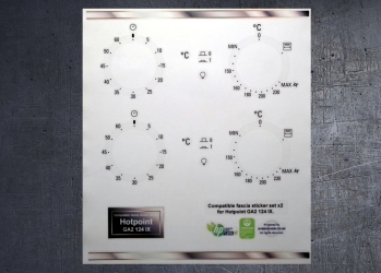 Hotpoint GA2 124 IX Compatible fascia sticker set x2. (image for) Hotpoint GA2 124 IX Compatible fascia sticker set x2.