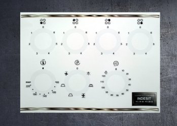 INDESIT HG 2B IB, HG 2B IX IB compatible fascia sticker set. (image for) INDESIT HG 2B IB, HG 2B IX IB compatible fascia sticker set.
