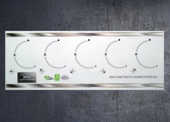 Beko HQAW 75225 SX compatible 5 burner hob sticker set. (image for) Beko HQAW 75225 SX compatible 5 burner hob sticker set.