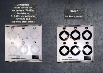 INDESIT IT50EW Compatible fascia sticker set for worn fronts. (image for) INDESIT IT50EW Compatible fascia sticker set for worn fronts.