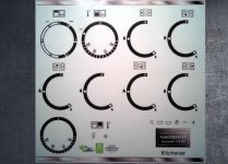 Rangemaster Kitchener 110 dual fuel compatible fascia stickers. (image for) Rangemaster Kitchener 110 dual fuel compatible fascia stickers.