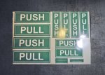 PUSH PULL green vinyl stickers, whole sheet. (image for) PUSH PULL green vinyl stickers, whole sheet.