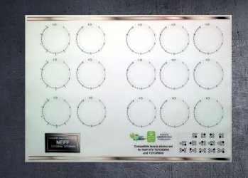 NEFF T27CIS8N0, T27CIR8N0 Hob, compatible fascia sticker set, may fit others. (image for) NEFF T27CIS8N0, T27CIR8N0 Hob, compatible fascia sticker set, may fit others.