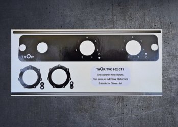 Thor TVC 602 CT Dual hob compatible panel fascia sticker set. (image for) Thor TVC 602 CT Dual hob compatible panel fascia sticker set.